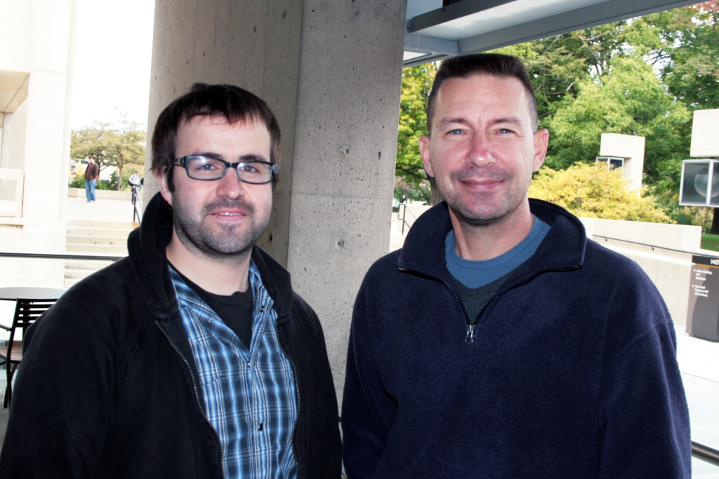 Chris Sabo, right, and I pose for a photo after our interview. Photo courtesy of Charlotte Etherton.